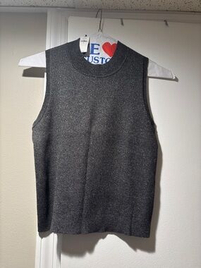 NWT Banana Republic Sparkle Charcoal Knit Sleeveless Sweater ribbed